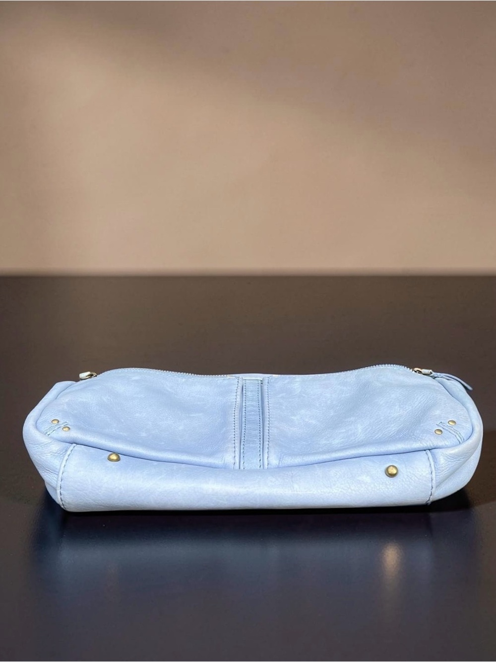 American Leather Co Light Blue Leather Crossbody Shoulder Bag Large - Picture 11 of 12